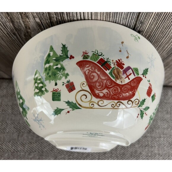LENOX Holiday Inspirations & Illustrations Divided Angle Bowl Christmas Sleigh - Picture 4 of 7